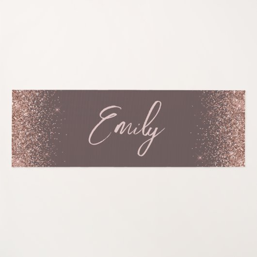 Terracotta Roze Goud - Roze Glitter Monogram Yogamat (Voorkant (horizontaal))