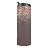 Terracotta Roze Gouden Blush Roze Glitter Monogram Thermosbeker (Geroteerd rechts)