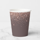 Terracotta Roze Gouden Glitter Glans Monogram Papieren Bekers (Achterkant)