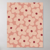 Terracotta Roze Retro Bloem Poster (Voorkant)