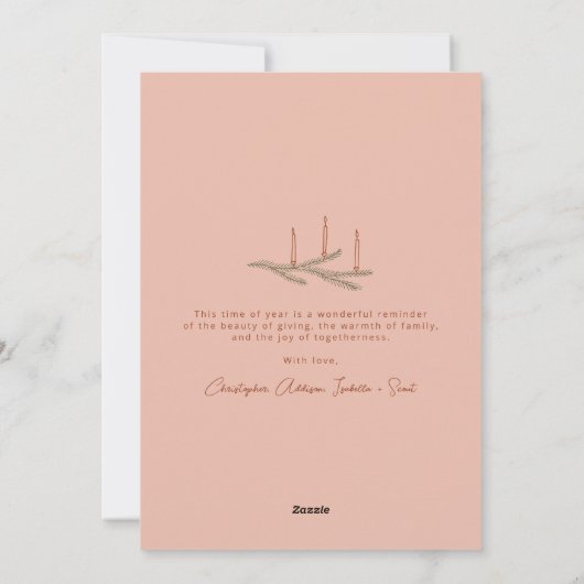 Terracotta Roze Vrede op Aarde Script Moderne Foto Feestdagenkaart (Achterkant)