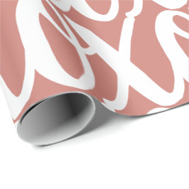 Terracotta Roze Wit Patroon Cadeaupapier