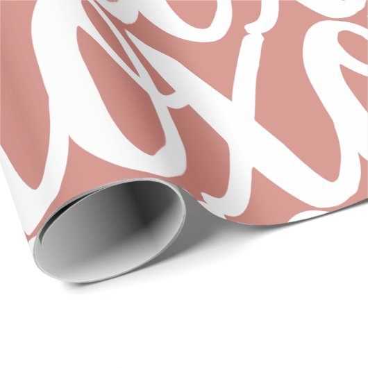 Terracotta Roze Wit Patroon Cadeaupapier (Rol Hoek)