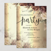 Terracotta Rozen Elegant Gold Script Verloving Kaart (Voorkant / Achterkant)