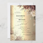 Terracotta Rozen Elegant Gold Script Wedding Kaart (Voorkant)
