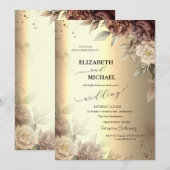 Terracotta Rozen Elegant Gold Script Wedding Kaart (Voorkant / Achterkant)