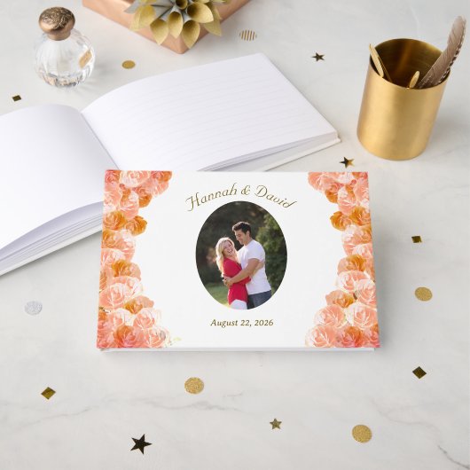 Terracotta Rozen Katholieke bruiloft Folie gastenb Gastenboek (Voorkant open)