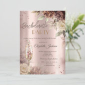 Terracotta Rozen Wine Glass Bachelorette Kaart (Staand voorkant)