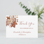 Terracotta Rust Beige Floral Wedding Dank Bedankkaart (Staand voorkant)