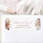 Terracotta Rust Bloemen Boho Herfst Bladgroen Brui Etiket (Insitu)