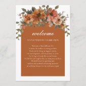 Terracotta Rust Bloemen Herfst Trouwvolgorde van h Programmakaart (Achterkant)