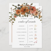 Terracotta Rust Bloemen Herfst Trouwvolgorde van h Programmakaart (Voorkant / Achterkant)