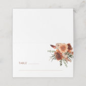 Terracotta Rust Bloemenbruiloft Plaatskaartje (Buitenkant ongevouwen)