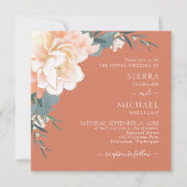Terracotta Rust Blush Peach Gold Floral Weddenscha Kaart (Voorkant)