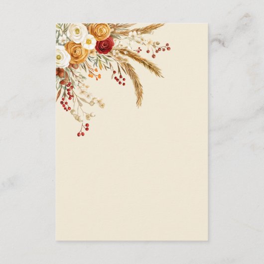  Terracotta Rust Boho Fall Wedding Informatiekaartje (Achterkant)