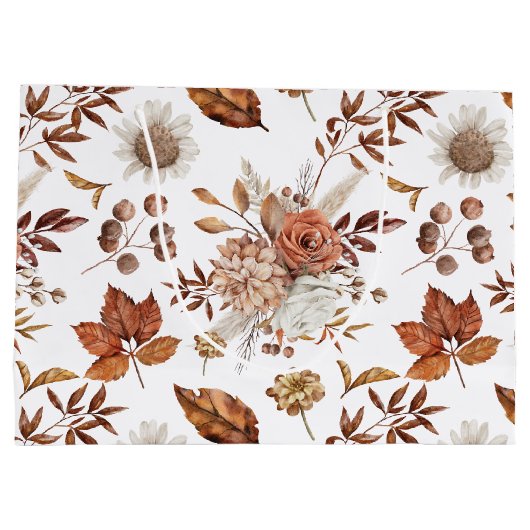Terracotta Rust Boho Floral Herfst Foliage Groot Cadeauzakje (Achterkant)