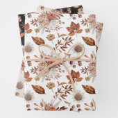 Terracotta Rust Boho Floral Herfst Foliage Inpakpapier Vel (In situ)