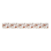 Terracotta Rust Boho Floral Herfst Foliage Satijnen Lint (Voorkant)