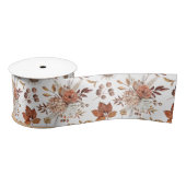 Terracotta Rust Boho Floral Herfst Foliage Satijnen Lint (Spoel)