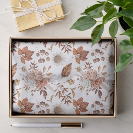 Terracotta Rust Boho Floral Herfst Foliage Tissuepapier (Geschenk)