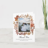 Terracotta Rust Boho Floral Photo Wedding Bedankkaart (Voorkant)