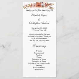 Terracotta Rust Boho Floral Wedding Programme Menu