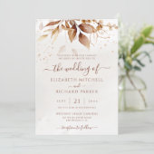 Terracotta Rust Boho Herfst Foliage Bruiloft Kaart (Staand voorkant)