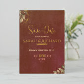 Terracotta Rust Boho Velvet Wedding Save the Date Folie Uitnodiging (Staand Voorkant)