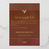 Terracotta Rust Boho Velvet Wedding Save the Date Folie Uitnodiging (Achterkant)