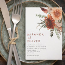 Terracotta Rust Boho Waterverf Bloemenbruiloft