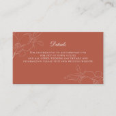 Terracotta Rust Boho White Floral Wedding Details Informatiekaartje (Voorkant)