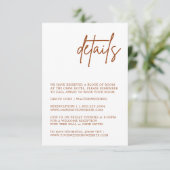 Terracotta Rust Burnt Oranje Detail Enclosure Card Informatiekaartje (Staand voorkant)