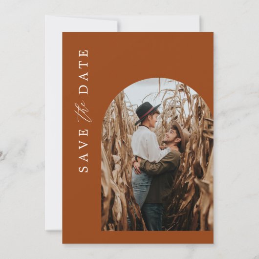 Terracotta Rust Burnt Oranje Foto Save the Dates Save The Date (Achterkant)