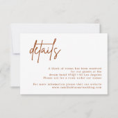 Terracotta Rust Burnt Sinaasappel Wedding Details RSVP Kaartje (Voorkant)