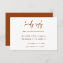 Terracotta Rust Burnt Sinaasappel Wedding RSVP-kaa