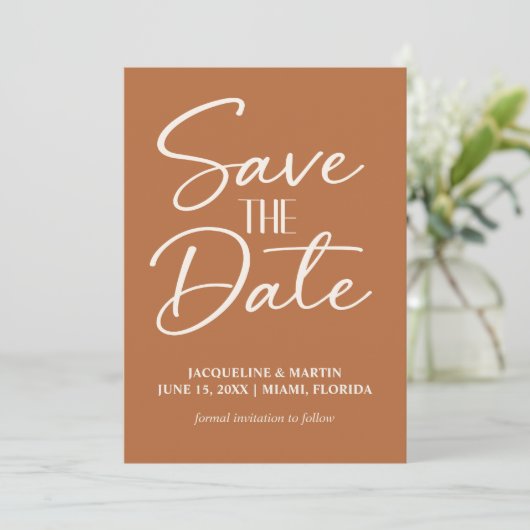 Terracotta Rust Copper Cream Boho Wedding Save The Date (Staand voorkant)