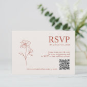 Terracotta Rust Earth Tone | Boho Flower QR code R RSVP Kaartje (Staand voorkant)