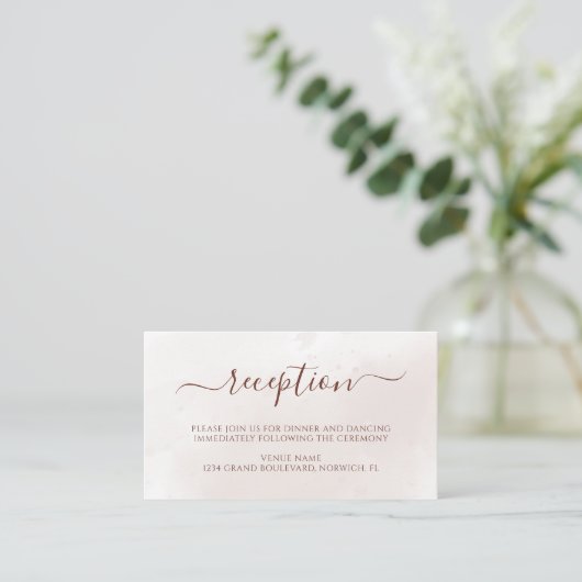 Terracotta Rust Floral Boho Fall Wedding Reception Informatiekaartje (Staand voorkant)