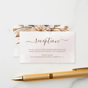 Terracotta Rust Floral Boho Fall Wedding Reception Informatiekaartje