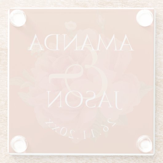  Terracotta Rust Floral Cute Wedding Party Glazen Onderzetter (Achterkant)