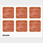 Terracotta Rust Floral Cute  Wedding Vierkante Sticker (Vel)