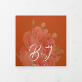 Terracotta Rust Floral Monogram  huwelijk Drieluik Uitnodiging (Cover)