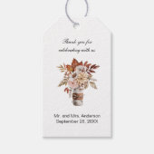 Terracotta Rust Floral Weddenschap Dank je Labels Cadeaulabel (Voorkant)