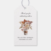 Terracotta Rust Floral Weddenschap Dank je Labels Cadeaulabel (Achterkant)