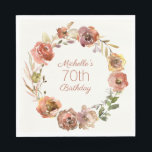 Terracotta Rust Floral Wreath 70th Birthday Servet<br><div class="desc">Deze papierluiers van 70e verjaardag zijn ontworpen met een  feministische kreet van terracotta,  roest,  en ivoorcrème en groen. De tekst is volledig klantgericht,  zodat ontwerp deze papieren partijservetten voor iedereen van om het even welke leeftijd.</div>