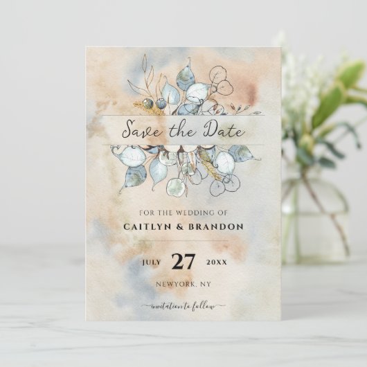 Terracotta Rust Flowers Boho Earthy Herfst Foliage Kaart (Staand voorkant)