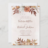 Terracotta Rust Flowers Boho Earthy Herfst Foliage Save The Date (Voorkant)