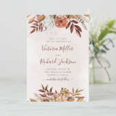Terracotta Rust Flowers Boho Earthy Herfst Foliage Save The Date (Staand voorkant)
