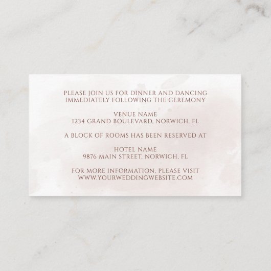 Terracotta Rust Flowers Boho Fall Wedding Details Informatiekaartje (Achterkant)