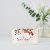 Terracotta Rust Flowers Boho Fall Wedding Details Informatiekaartje (Staand voorkant)